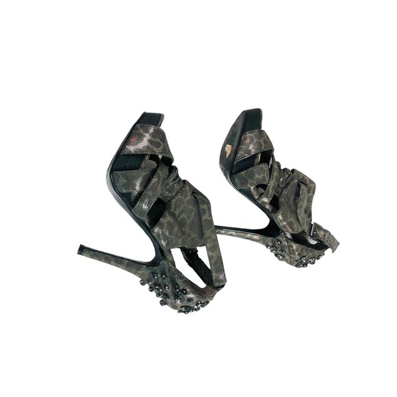 3311 Platform Heels Animal Print Metallic Dance Stripper Studded Rhinestone 10 - Picture 5 of 9